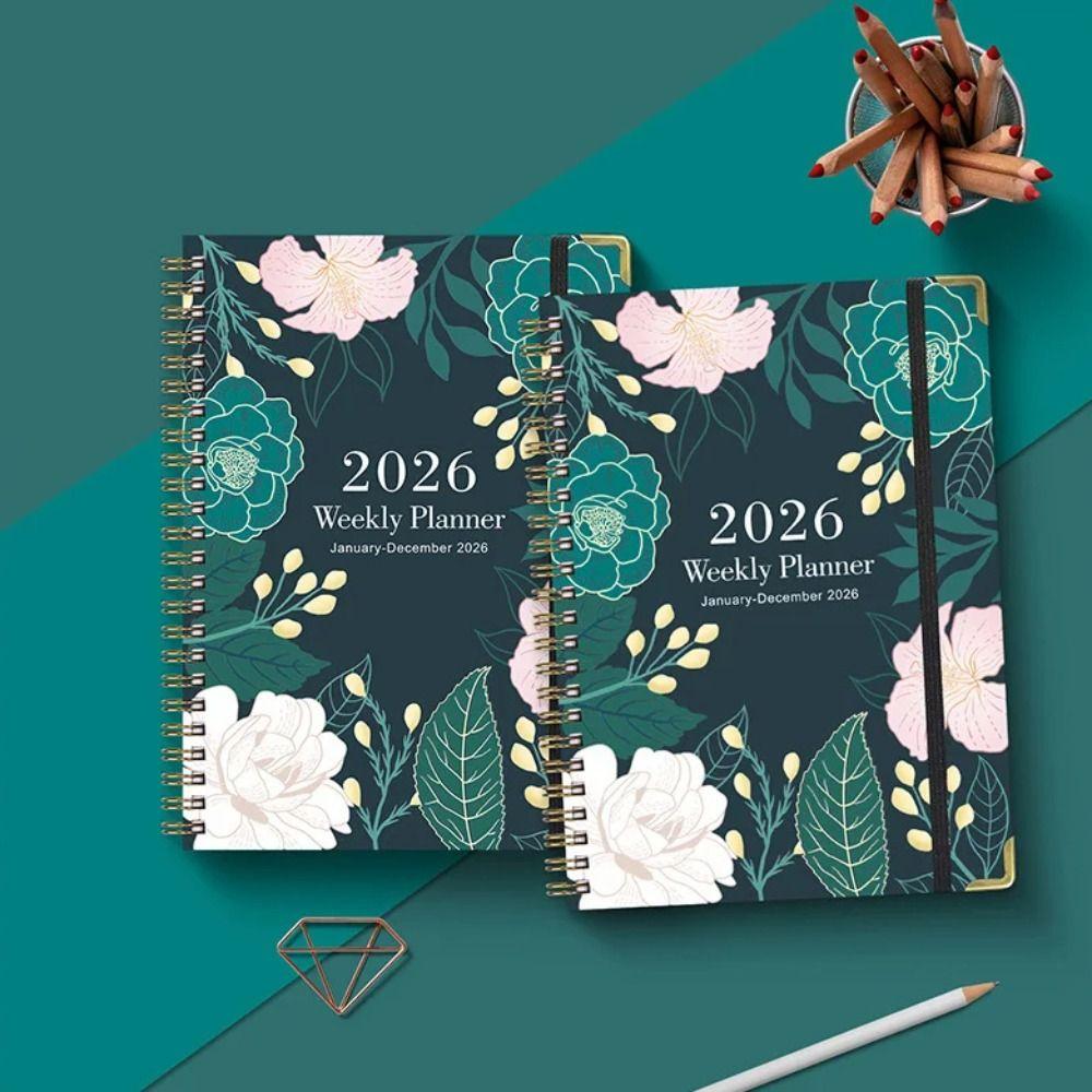 Flowers 2026 Schedule Book A5 Planner Notebook Portable Daily Planner Office Supplies