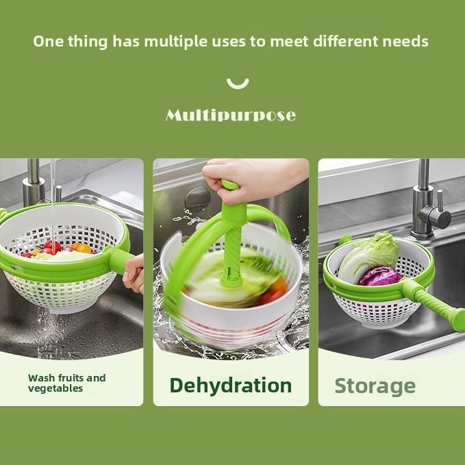 Modern Minimalist Pp Salad Spinner With Hand Press For Fruit And Vegetable Draining
