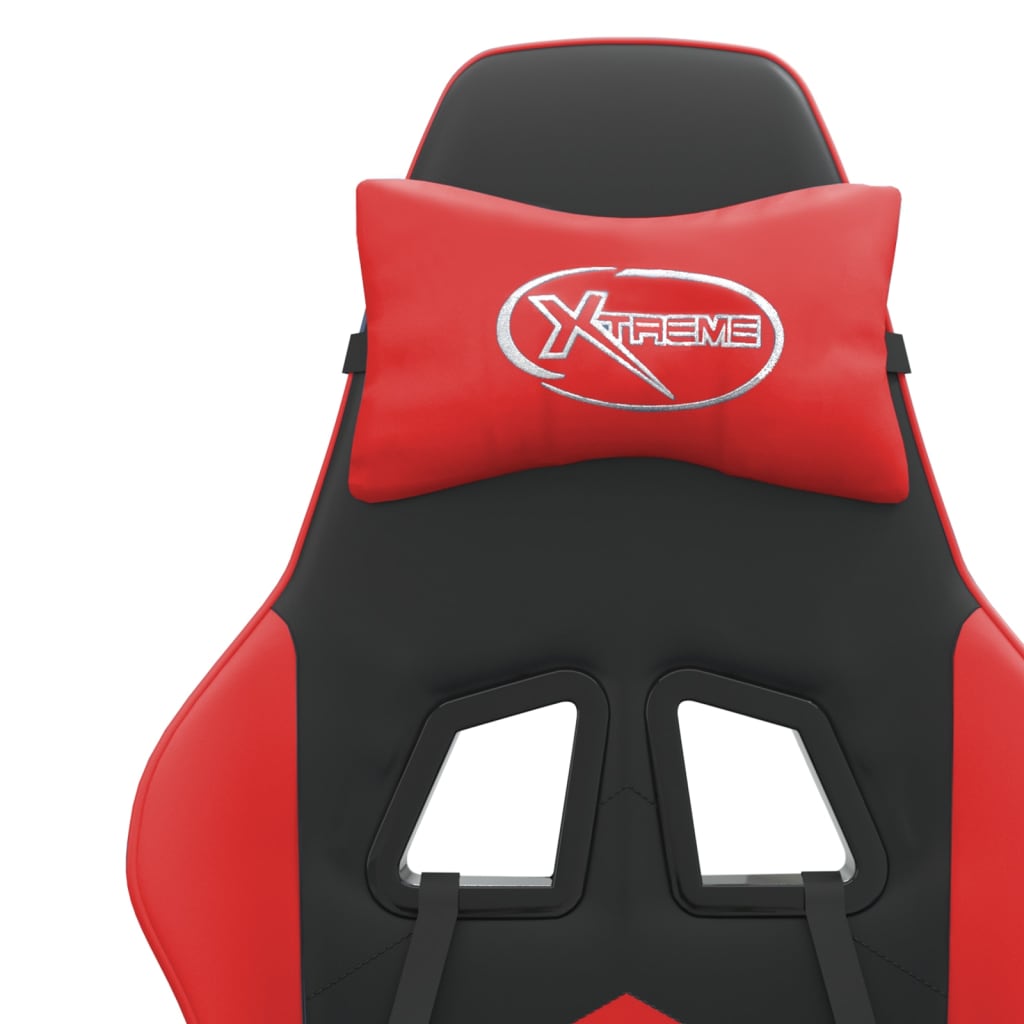 Gaming Chair with Footrest Black and Red PU Leather