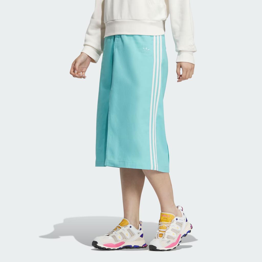 adidas Originals SS24 V-Day Series Colorblock Přední rozparek Volná Ležérní Dlouhá Sukně Dámská Sukně Mátově Zelená JE3494