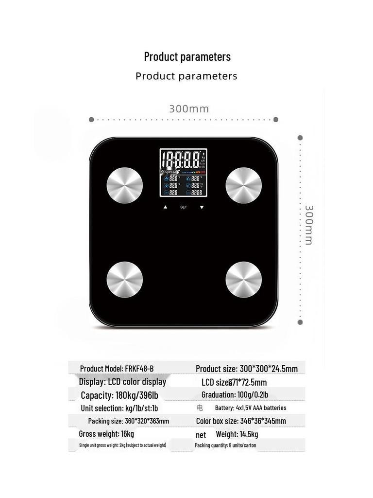 Fureikon Smart Color Screen Body Fat Scale with Eight Electrodes