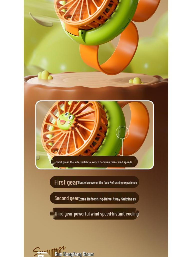 2025 Kids' Cartoon Fan Slap Bracelet: Mini Electric Fan Toy for Elementary School Girls