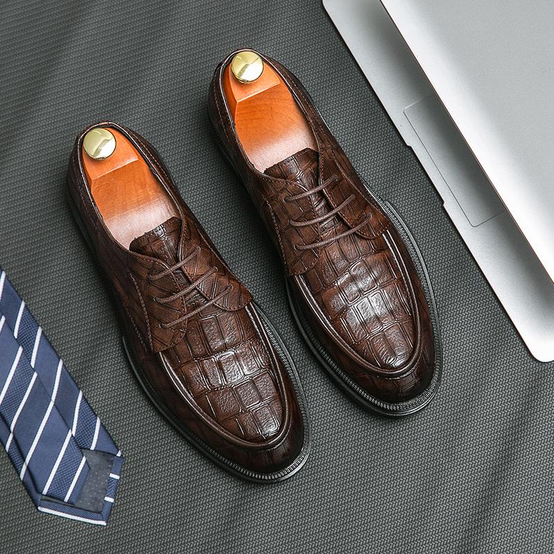 Fashion Mens Dress Shoes Men Formal Original Leather Italian Skin Shoes for Men Elegant Casual Business Luxury Social Men Lace Up Shoes
