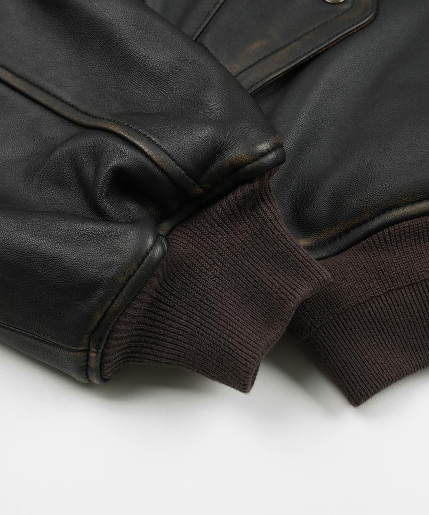 FRIZMWORKS Lambskin Flight Jacket _ Washed Brown