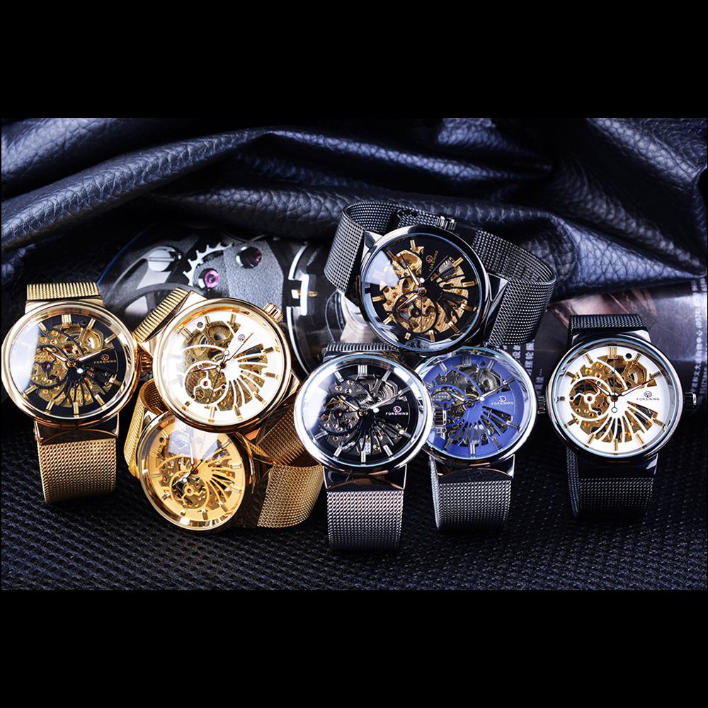 Forsinging Neue Top-Herrenuhr Casual Business-Stil Vollhohle Herren-Mechanische Uhr Herren Wasserdicht Leuchtend