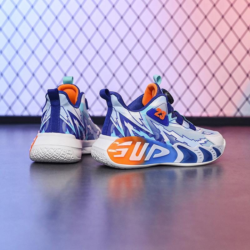 Non-slip Sound Blue Ball Shoes Sports Shoes Friction Boys Basketball Shoes Girls Factory Direct Sales Children Breathable Mesh Surface