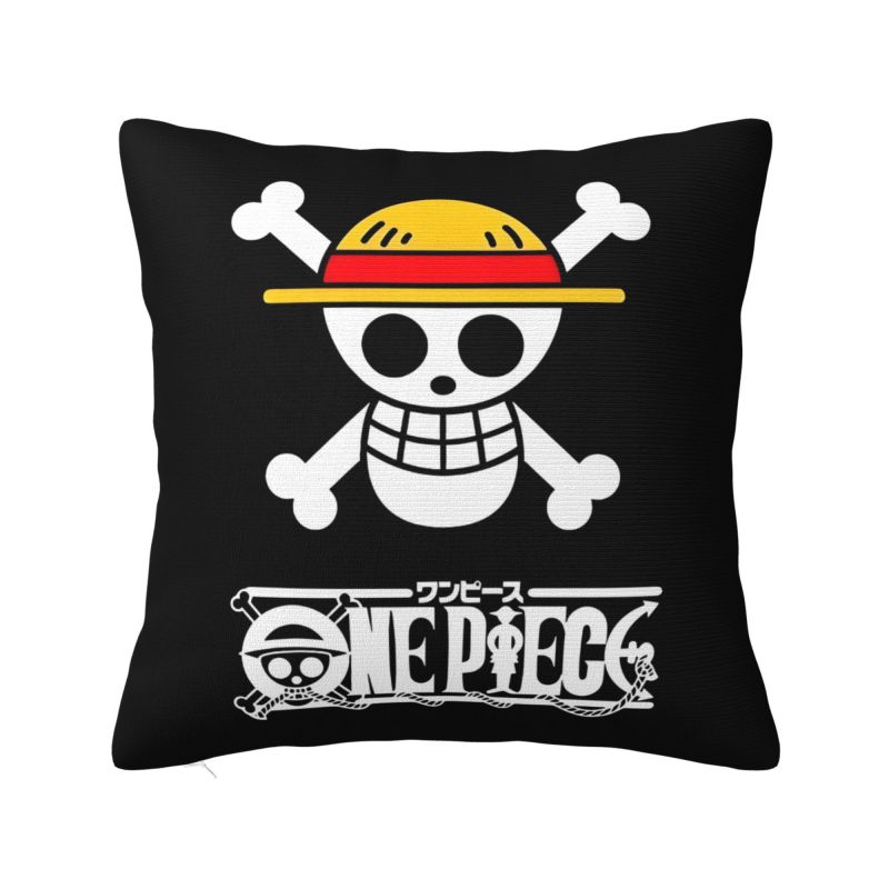 Custom Modern One Pieces Luffy Anime Cushion Cover for Sofa Soft Pirate Skull Manga Pillow Case