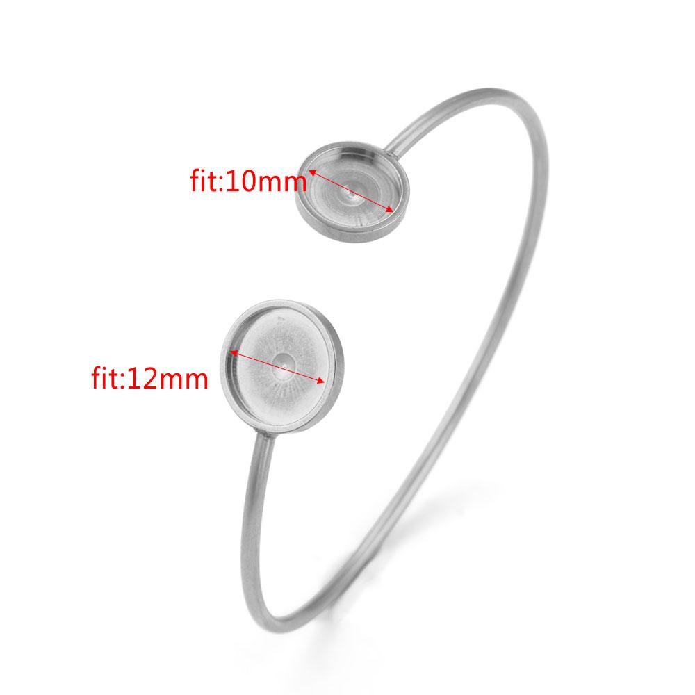 

2pcs Adjustable Stainless Steel Gold-Plate Braclets Jewelry Finding Fit 12mm Cabochon Base DIY Bracelet for Jewelry Making
