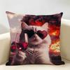 Speechless Cat Funny Cute Cushion Cover Natural Linen Organic Fabric DoubleSided Printing Room Sofa Decor Pillow Case