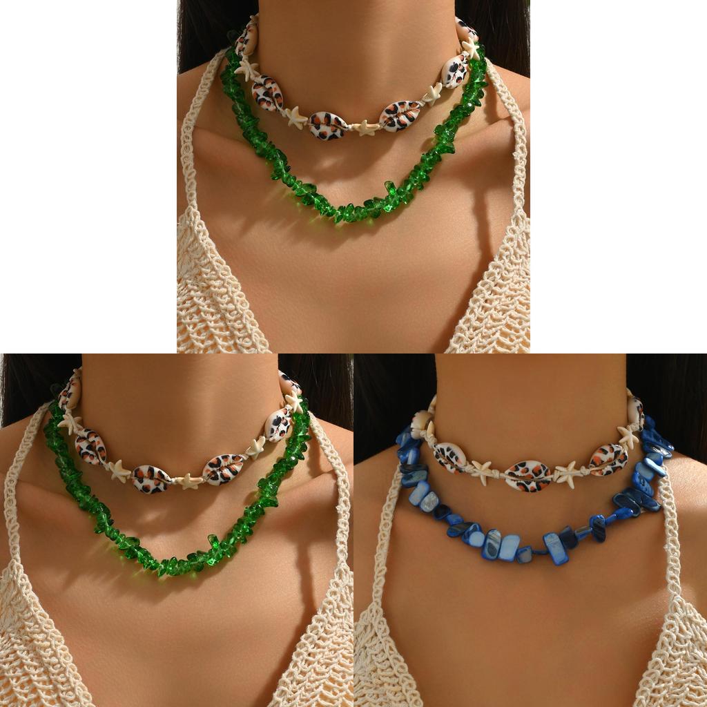 Handmade Shell Pendant Necklace With Multilayer Chain Natural Beach Jewelry For Women