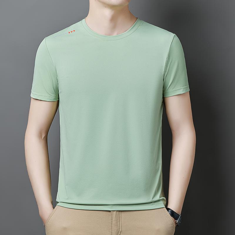 Breathable Ice Silk T-shirt Men's Summer Quick-drying Short-sleeved Men's Round Neck Loose High-elastic Quick-drying T-shirt