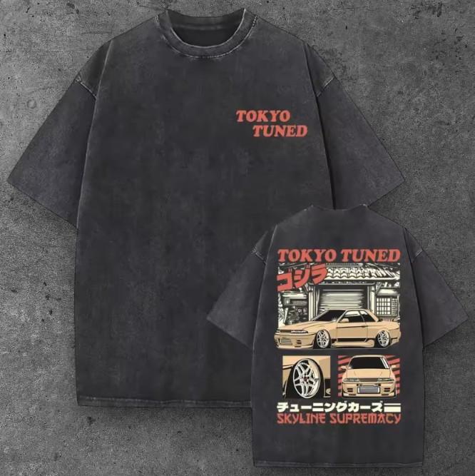 Mens Tokyo Drift Graphic Oversized T Shirt Black JDM Streetwear S-2XL S разноцветный