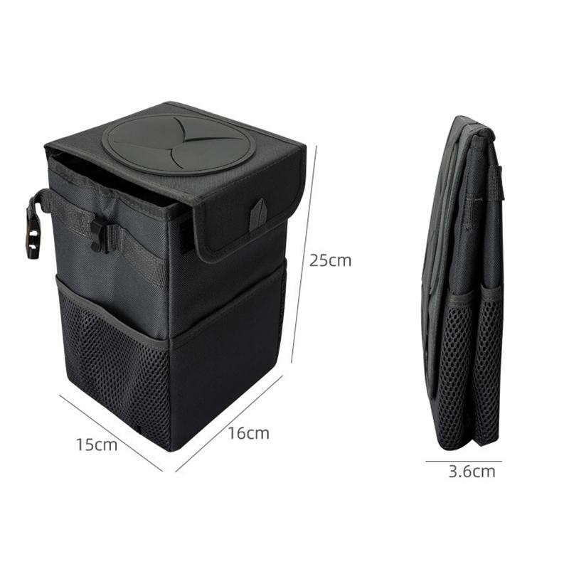Car Trash Can With Lid Leakproof Trash Bin Car Garbage Can Collapsible Auto Truck Storage Bag Organizer Car Accessories
