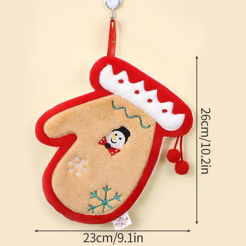 Cute Christmas Cleaning Towel Coral Velvet Hand Towel Snowman Bathroom Hanging Absorbent Dishcloth Soft Cleaning Cloth Rag