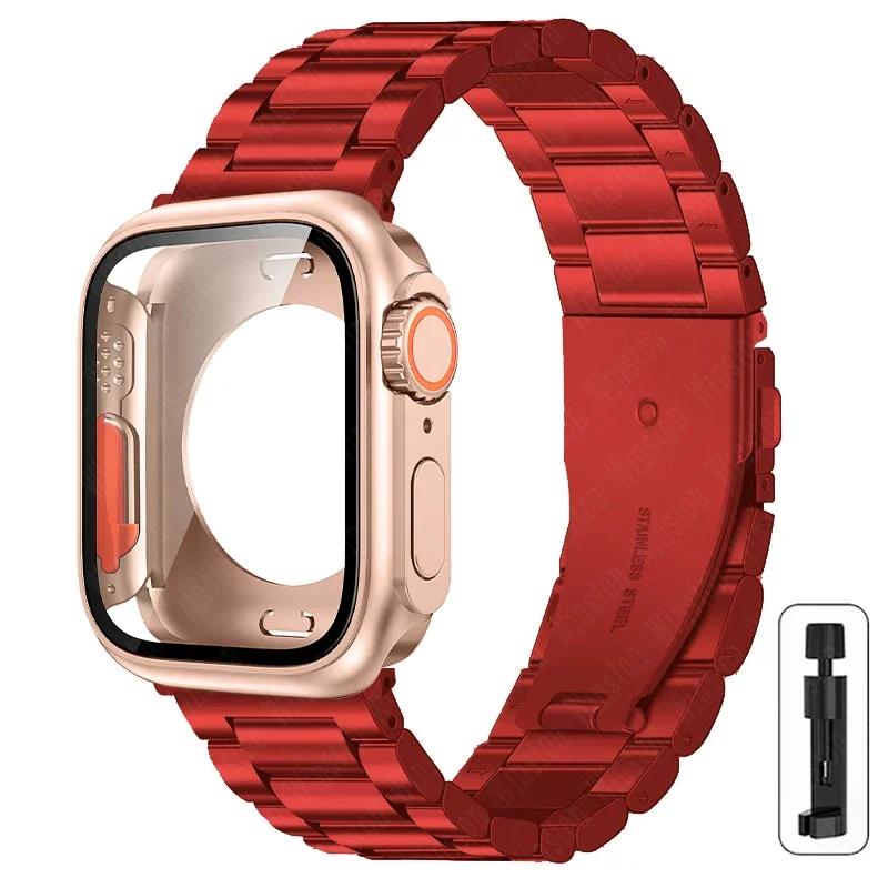 Change to Ultra Case+Band For Apple Watch 40mm 44mm 41mm 45mm Metal Stainless Steel strap for iWatch series Series 98 7 6 SE 5 4