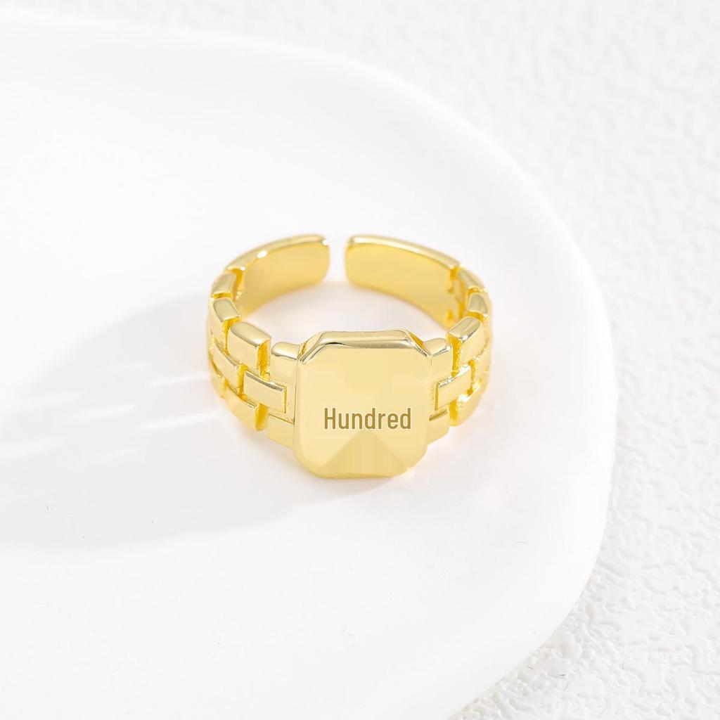 Evropský styl Horký prodej Pozlacený prsten s písmenem s designem nastavitelného pásku