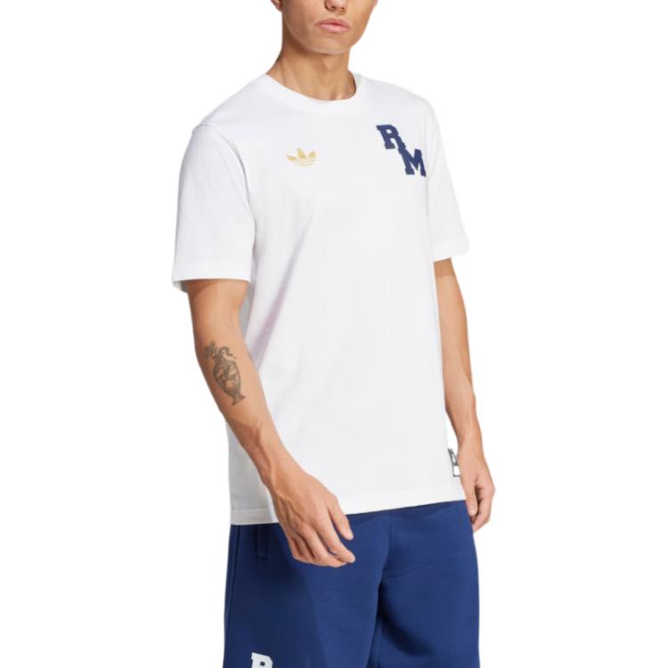 adidas Originale Vrct FW24 Real Madrid Rundhalsstrick Bequemes Kurzarm-T-Shirt Herren Tops Weiß JL6116