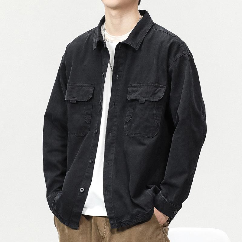 Working Shirt Jacket for Men's Spring and Autumn Japanese Retro Casual Loose Shirt Jacket