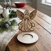 Holiday Home Decorations Wooden Candle Holder, Praying Angel Tabletop Tealight Stand, Religious Poplar Plywood Ornaments Decorative Candlestick