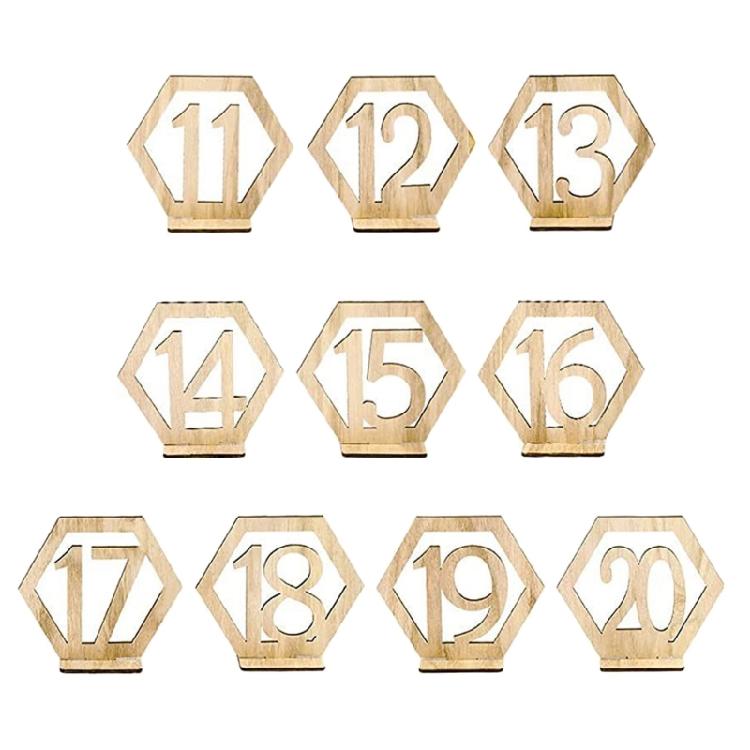 

10pcs/set Hexagon Wood Table Number Sign Wedding Birthday Table Supply