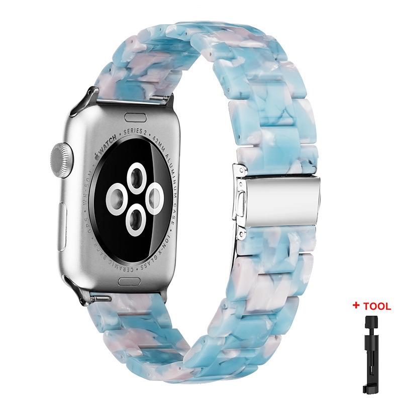 Resin Strap for Apple Watch Band 44mm 40mm 45mm 41mm 38mm 42mm Bracelet Correa iWatch Series 3 4 5 6 Se 7 Replacement Watchband