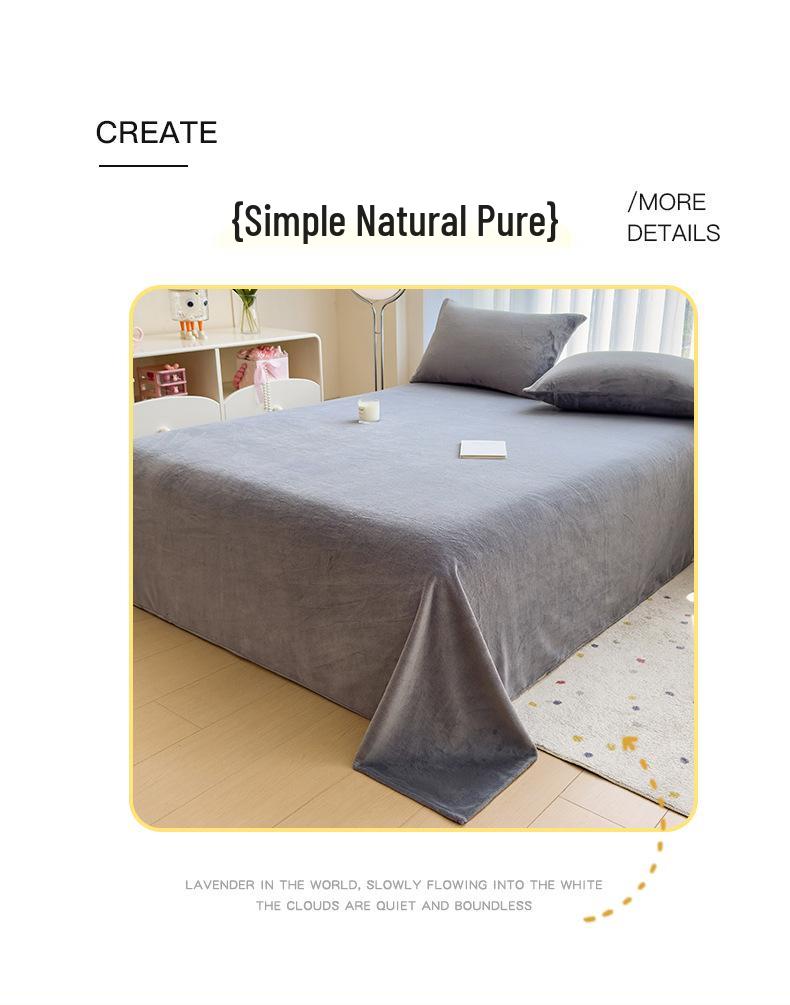 Cozy Flannel Velvet Bed Sheet - Thick, Soft, Solid Color for Autumn/Winter