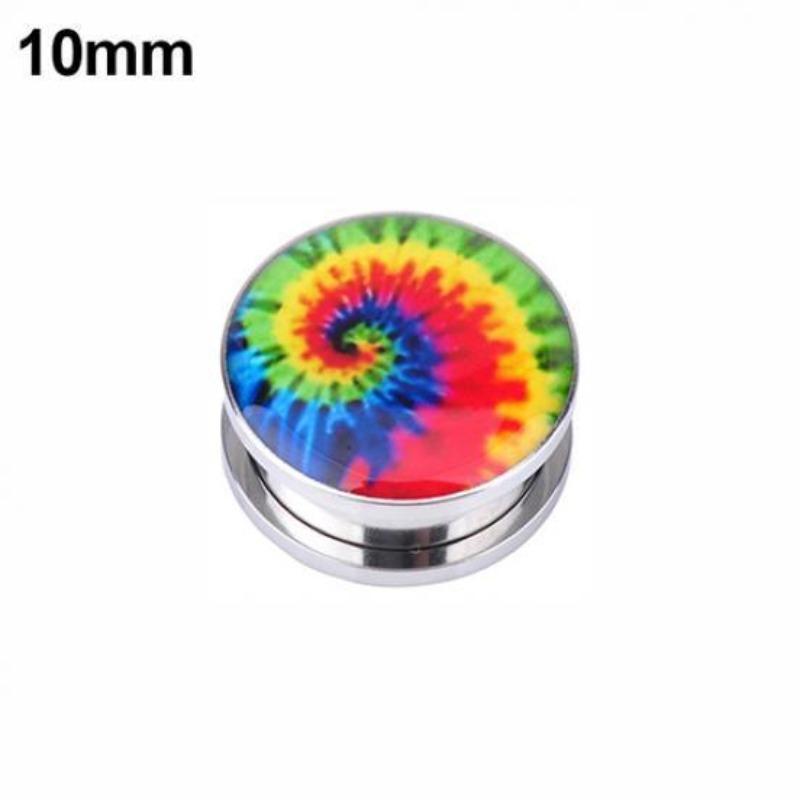 

1 Pair Unisex Punk Tie-Dyed Screw Fit Stainless Steel Ear Plugs Gauges Tunnels 10 mm