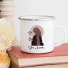 Personalised Hijabi Girl Printed Mug Coffee Cups Drinks Water Cup Muslim Girls Custom Name Enamel Handle Mugs Handle Eid Gifts