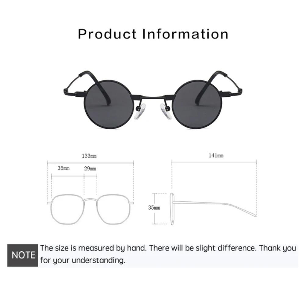 Kleine runde Sonnenbrille Damen Herren UV400 Metall Markendesigner Punk Sonnenbrille Steampunk Vintage Brille Schwarze Schattierungen
