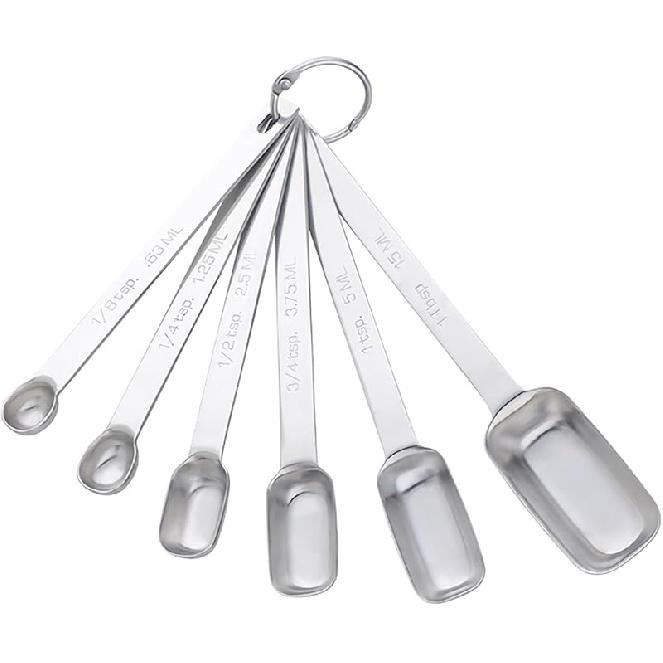Meisha Measuring Spoons, Heavy Duty 18/8 Stainless Steel Measuring Spoons Cups Set, Set of 6 for Gift Measuring Dry and Ingredients - Rainbow 6PCS Round Measuring Spoo