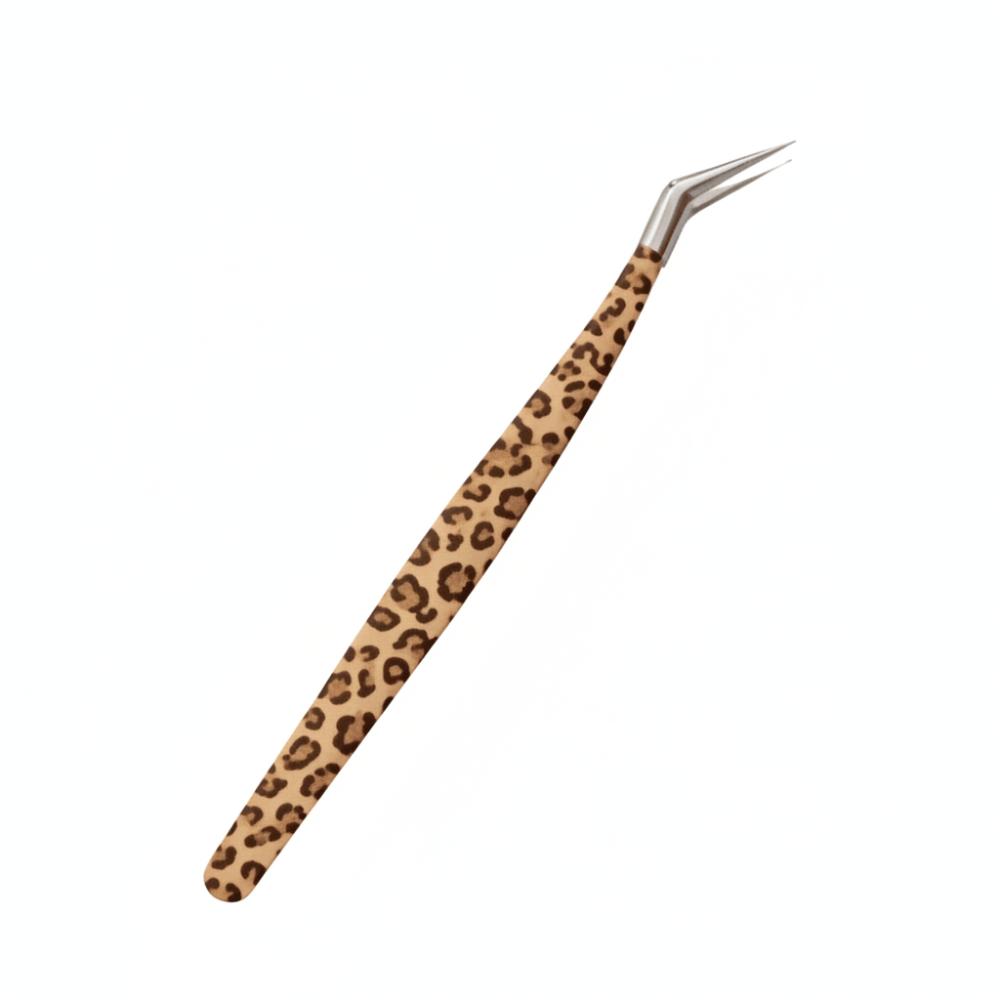 

Stainless Steel Curved Stickers Tweezers Anti-static Eyelash Curler Extensions Grafting коричневий