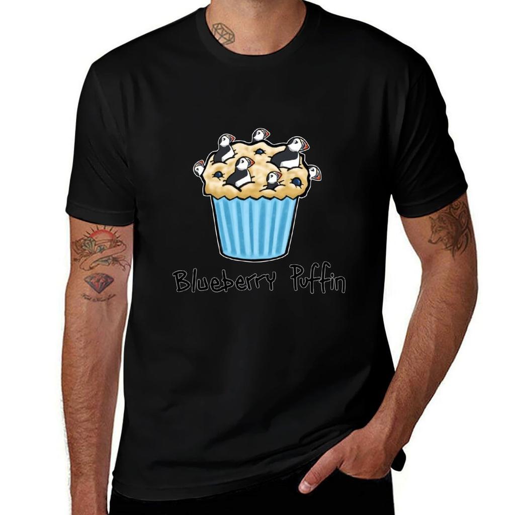 Blaubeer-Papageientaucher T-Shirt Atmungsaktives Workout Kurzarmtop