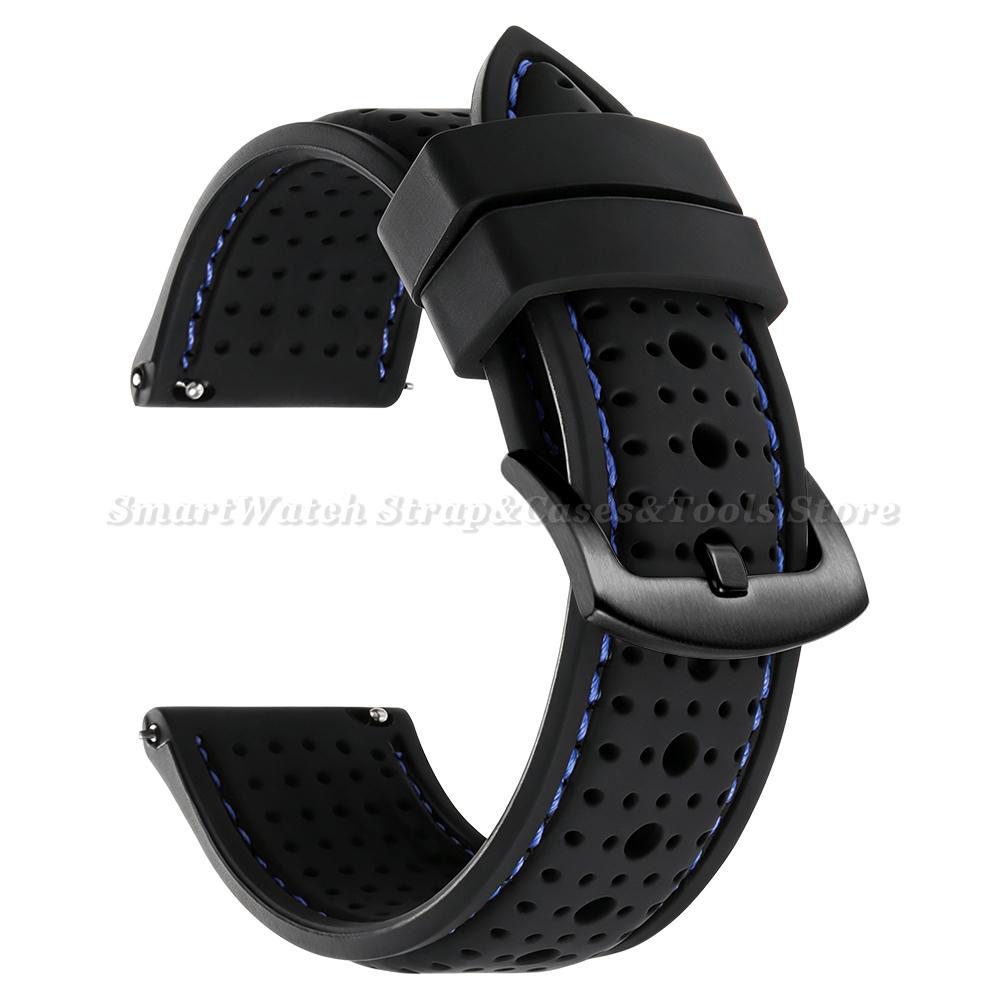 Soft Silicone Rubber Watch Strap 20mm 22mm 24mm Men Women Stitching Sport Waterproof Breathable Wrist Band for Seiko Bracelet