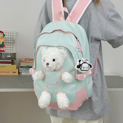Mochila de alto valor, fresca e doce, menina urso fofa, mochila de grande capacidade para alunos do ensino fundamental e médio