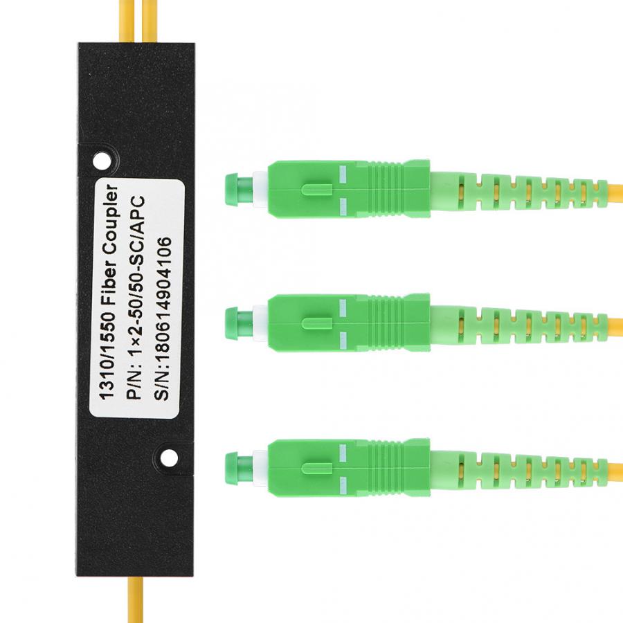 1X2 PLC Singlemode Fiber Optical Splitter SC/APC PCL Splitter Computer Cable Sleeve