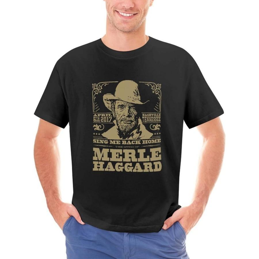 LeaHy Men s T-Shirts Merle Haggard Cotton T Shirt Short Sleeve Top Tee S