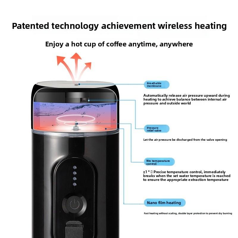 mini Heating Espresso Coffee Machine Potable Capsule Outdoor Travel Car Electric Coffee Maker