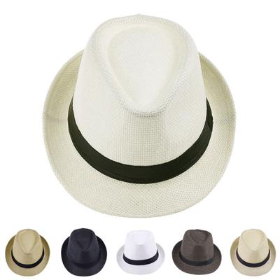 Women Men Hat Unisex Casual Contrast Color Curled Brim Braided Sunscreen Foldable Outdoor Travel Panama Cowboy Headwear