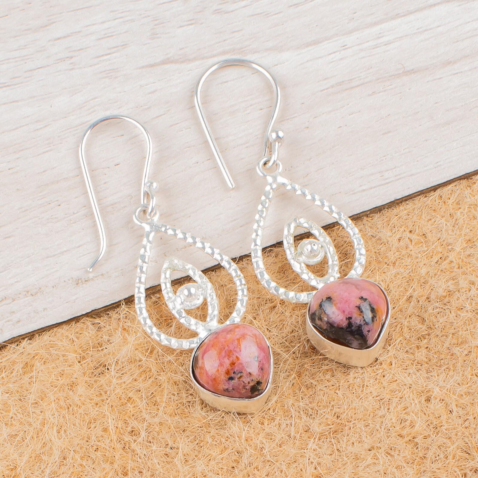

Natural Black Rhodolite Gemstone 925 Sterling Silver Handmade Earrings 2.00 EE-32-33
