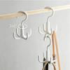 4pcs Set (2pcs Rotating Hooks And 2pcs Fixed Hooks) 360-Degree Four-Claw Rotating Hooks, Suitable for Bags, Neckties, Scarves, Belts,