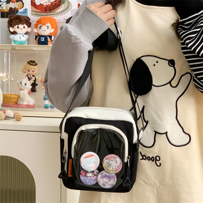 Japanese Ins Transparent Small Square Bag for Women, Small Food Intake, Shoulder Pain Bag, Fashionable and Popular Student Messenger Bag.
