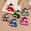 Acrylic Lady with Hat Brooch Cartoon Coat Badge Cute Women Portrait Pin  Clothing Accessories