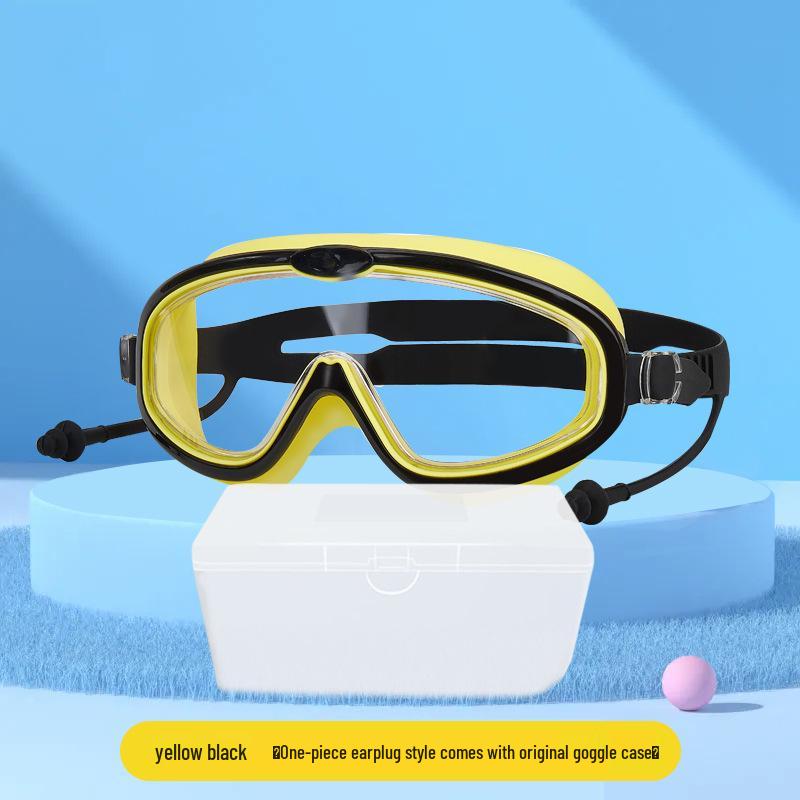 Children's Anti-Fog Waterproof Large Frame Swim Goggles with Silicone Earplugs