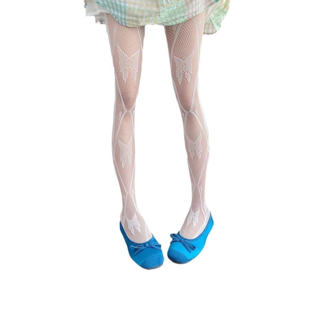 Rhombus Bow Millennial Fishnet Socks Sexy Y2K Shibuya Babes Sweet Cool Hollowed-Out Grid Lolita Pantyhose