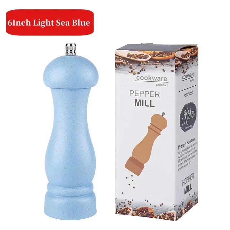 Wooden Manual Salt Pepper Grinder Set Spice Shaker Gradient Color Pepper Mill With Strong Adjustable Ceramic 6/8inch Grinder