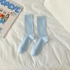 Female Summer Thin Simple Pure Color All Build Vertical Bar Wicking High Tube Cotton Socks