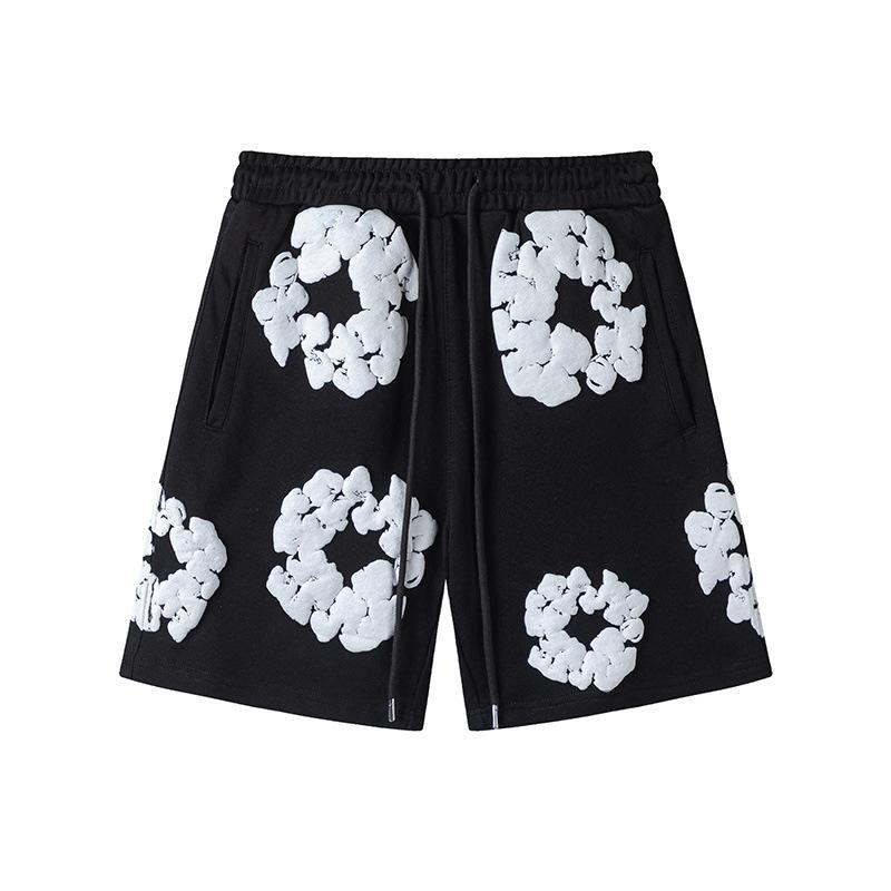 New Trendy Short-sleeved Short-pants Set with Foam Printing - Suitable for Both Men and Women, for Casual Wear.