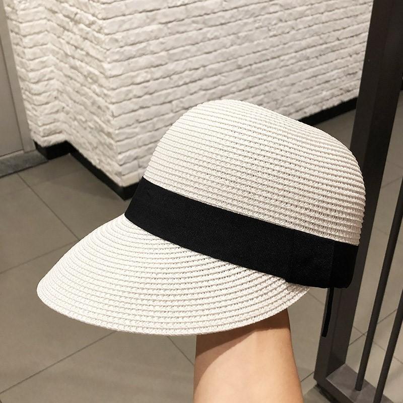 Elegant Straw Equestrian Hat Women's Spring and Summer Shade Cap Holiday Beach Sunscreen Straw Hat