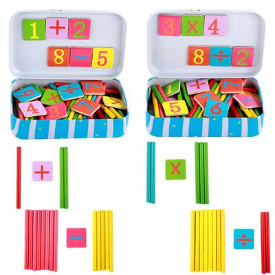 Children's Iron Box Number Enlightenment Paired Puzzles Wooden Clock Counting Stick Math Toys Board Game Educational Toys