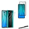 Tempered Glass for Xiaomi Redmi Note 8 Pro Black Edges and Transparent Soft Protective Case with Toproduits® Stylus